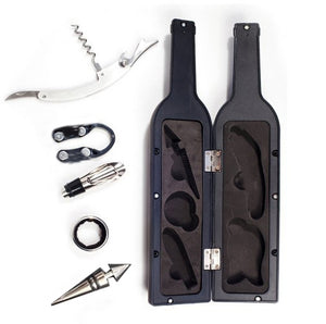 Vino Bottle Corkscrew & Accessory Tool Set - Bottle-Shaped Ideal Gift