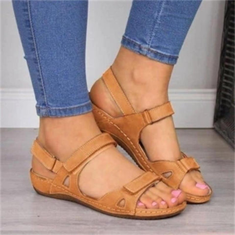 Image of Women's Open flat bottomed pedal sandals with Velcro strap comfort shoes, 4 Color + Size shoe