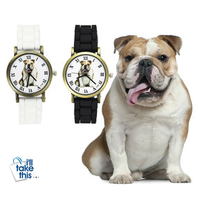 British Bulldog Women Watches casual Silicone Band Unisex Quartz Wrist Watch in black or white - I'LL TAKE THIS