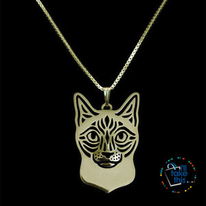 Siamese Cat Pendant in Gold, Silver or Rose Gold with FREE Link chain