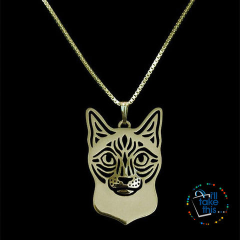 Image of Siamese Cat Pendant in Gold, Silver or Rose Gold with FREE Link chain - I'LL TAKE THIS