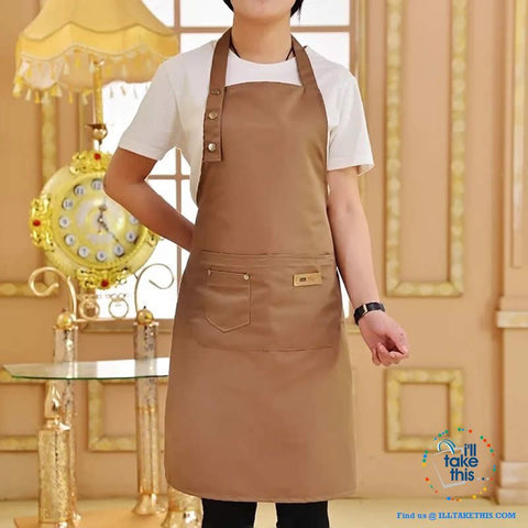 Image of 100% Cotton Cooking Apron Full width pocket plus a front docket/utensil pouch - 4 Colors - I'LL TAKE THIS