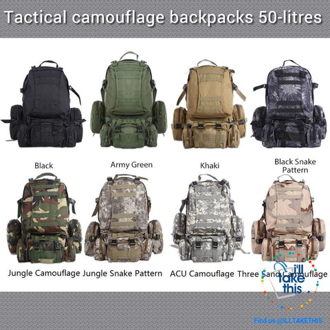Image of Tactical Camouflage Backpack HUGE 50L Outdoor Sport, Climbing, Hiking, Camping, Travel Sports Bag - I'LL TAKE THIS