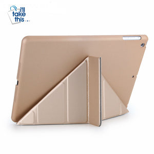 iPad 9.7 2017/18 Magnetic flip stand case, smart cover, auto wake/sleep solid back in Vegan leather