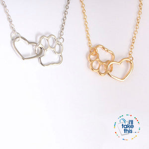 Super Cute 🐾 Paw and Love ❤️ Heart Pendant in Gold or Silver plating with Bonus Necklace