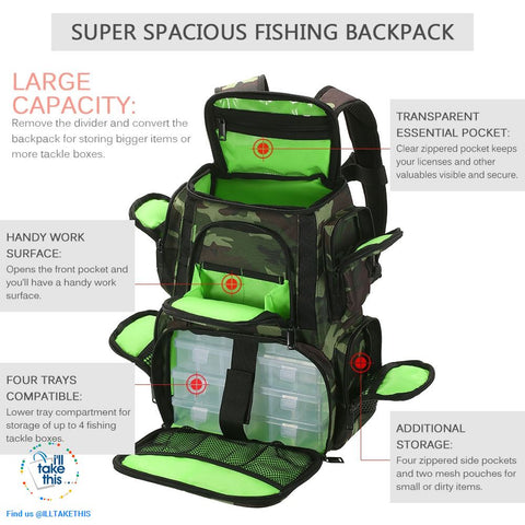 Image of Fishermans backpack, get serious with your Fishing Tackle Organization 🐟 - I'LL TAKE THIS