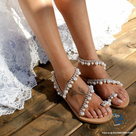 Image of Gorgeous Beaded Chic Beach Sandals, Get the LOOK in these Bohemian Beach Womens Sandals - I'LL TAKE THIS