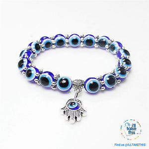 Handmade elasticized Hamsa/Hand of Fatima, evil eye bracelets blue evil eye good Luck bracelet - I'LL TAKE THIS