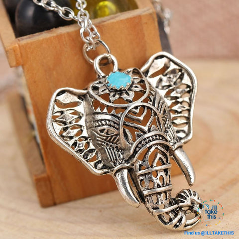 Image of Elephant Pendant Necklace Bohemian/Gypsy/Vintage style Silver plated - I'LL TAKE THIS