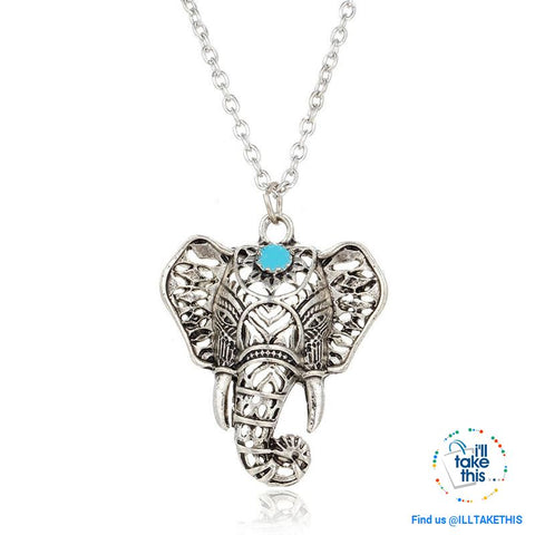 Image of Elephant Pendant Necklace Bohemian/Gypsy/Vintage style Silver plated - I'LL TAKE THIS