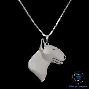 Bull Terrier Pendant with Bonus 45cm/17.7' Link chain, in Gold, Rose Gold or Silver Plating