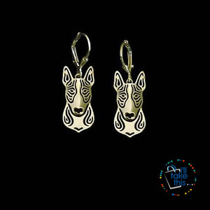 Handmade Bull Terrier Earrings - carved hollow jewelry in Silver or Gold plating Colors - I'LL TAKE THIS