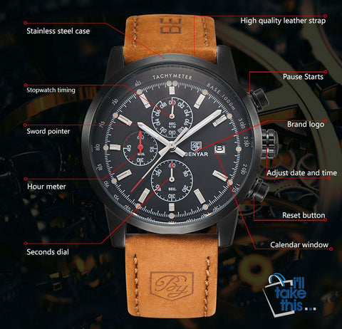 Image of Mens Watches Luxury Sport Wristwatch Chronograph Quartz movement Watch ⌚ - I'LL TAKE THIS