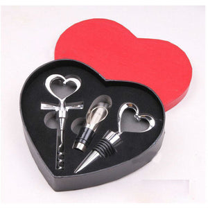 Wine_Bottle Gift Set/Bar Tools in Love Heart Shape Corkscrew Wine_Opener Stopper Pourer Set 3 piece - I'LL TAKE THIS