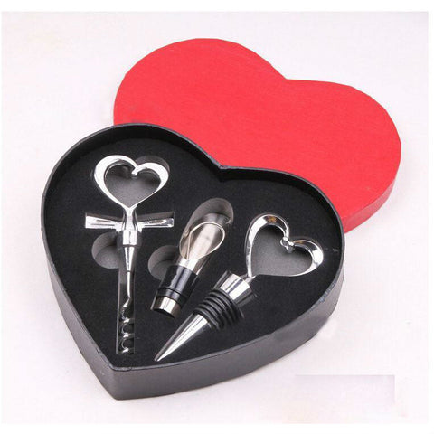 Image of Wine_Bottle Gift Set/Bar Tools in Love Heart Shape Corkscrew Wine_Opener Stopper Pourer Set 3 piece - I'LL TAKE THIS