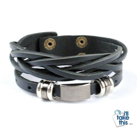 Image of Men's Multi-wrap Leather Bracelets in brown/black with stainless buckle Great male jewelry cool look - I'LL TAKE THIS