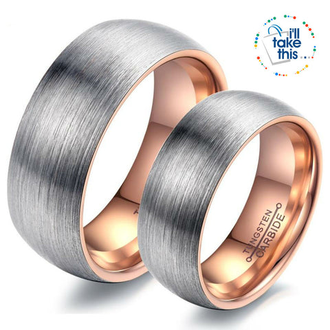 Image of Hand-crafted Wedding, Engagement, Couples Rings in Tungsten Steel - Rose Gold or Black Color 😊 - I'LL TAKE THIS