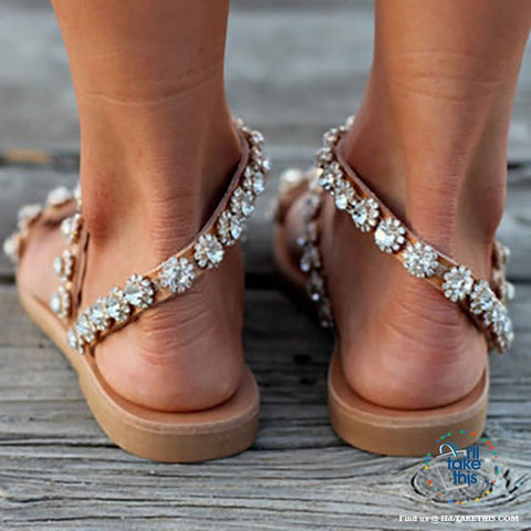 Image of Gorgeous Crystal Bohemian Beach Sandals, Get the LOOK in these Sparkling Crystal Women's Sandals - I'LL TAKE THIS