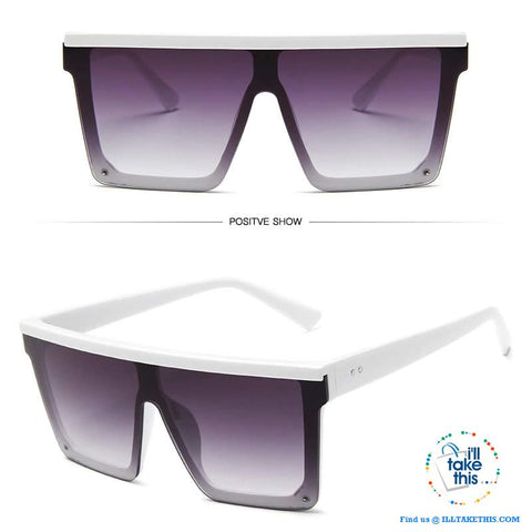 Image of Designer Unisex Oversized SQUARE Sunglasses - Vintage Brand Designer Silver Mirror Sun Glasses - I'LL TAKE THIS