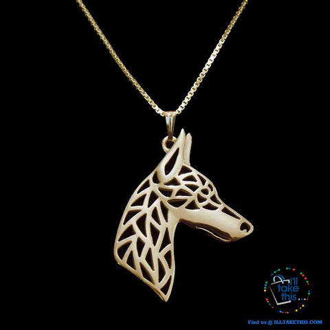 Image of Doberman Dog Pendant in Rose Gold, Silver or Gold plating with BONUS Link chain - I'LL TAKE THIS