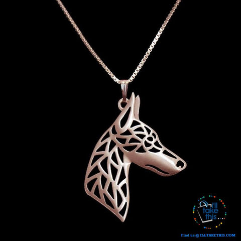 Image of Doberman Dog Pendant in Rose Gold, Silver or Gold plating with BONUS Link chain - I'LL TAKE THIS