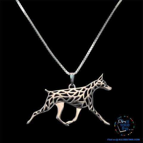 Image of Doberman Dog Pendant in Gold, Silver or Rose Gold plating with BONUS Link chain - I'LL TAKE THIS