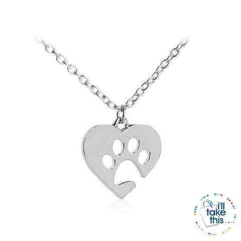 Image of PET LOVERS Collection of Dog & Cat, Paw & Heart themed Pendant Necklaces in Gold or Silver - I'LL TAKE THIS