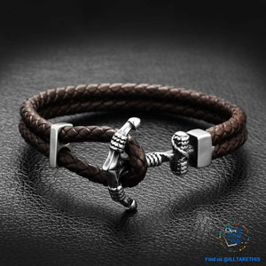 Double Braided Leather Anchor Stainless Steel Charms Bracelets ⚓ Nautical Wristband for Men - I'LL TAKE THIS