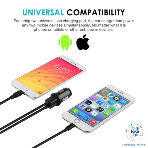 Image of Dual USB Car Charger Quick/Fast Charge Mobile Phone Car-charger adapter for iPhone/Samsung/Lg Phone - I'LL TAKE THIS