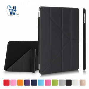 iPad 9.7 2017/18 Magnetic flip stand case, smart cover, auto wake/sleep solid back in Vegan leather - I'LL TAKE THIS