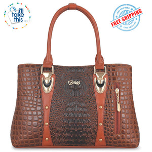 Crocodile/Alligator Design Vegan Leather Women's Handbag - FOUR Textured Colors - I'LL TAKE THIS