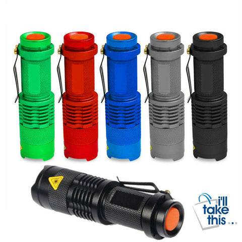 Image of Tactical Flashlight Lumens Torch Cree Q5 LED Zoomable - I'LL TAKE THIS