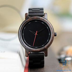 Unique Sleek, Modern Black faced all Wooden Wristwatch + Gift Box