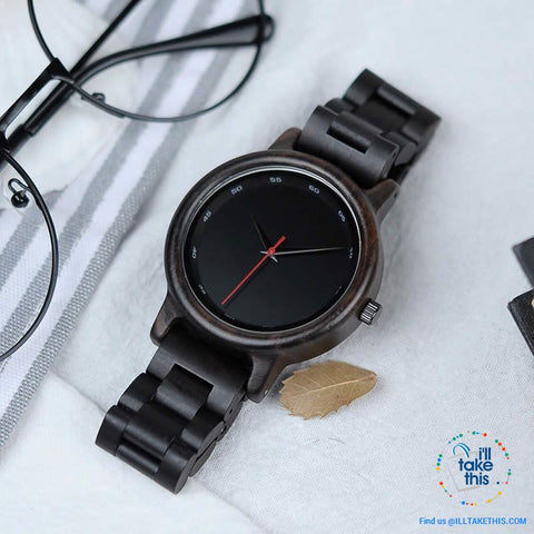 Image of Unique Sleek, Modern Black faced all Wooden Wristwatch + Gift Box - I'LL TAKE THIS