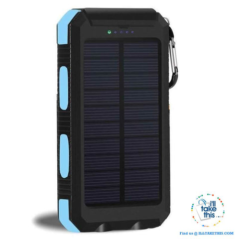 Eco-Friendly Solar Power Bank Real 20000 mAh Dual USB - Splashproof with Torch, 5 color options - I'LL TAKE 