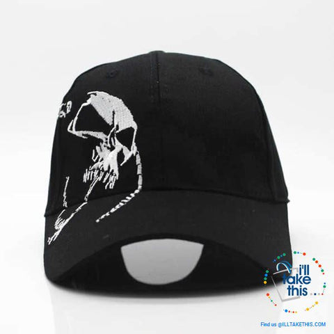 Image of Skull Embroided Strapback Baseball Cap, High-Quality 100% Cotton Unisex - 2 Colors - I'LL TAKE THIS
