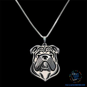 English Bulldog Lovers' a unique desig Pendant in Gold, Silver or Rose Gold Plating + BONUS Necklace - I'LL TAKE THIS