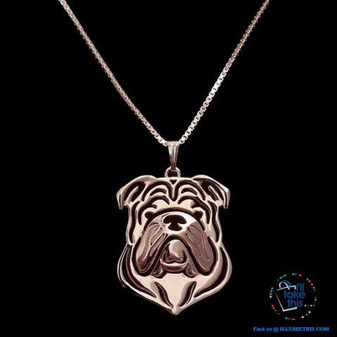 Image of English Bulldog Lovers' a unique desig Pendant in Gold, Silver or Rose Gold Plating + BONUS Necklace - I'LL TAKE THIS