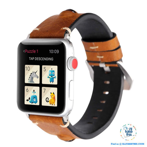 Image of Evil Eye, 3D glass eye iWatch wrist band, Personalize your Apple watch with this crafted leather watchband with adjustable buckle - I'LL TAKE THIS