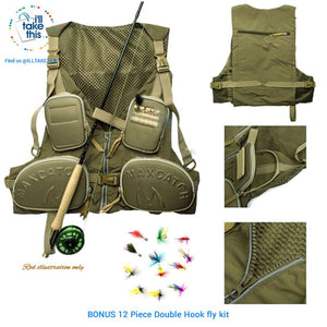 Our MaxCatch Flyfishing vest with BONUS Double hook Fly fishing lures - I'LL TAKE THIS