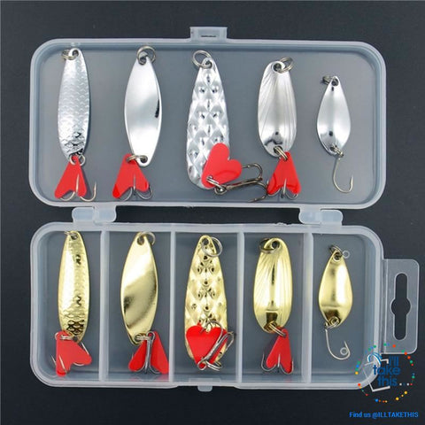 Image of Value Pack Mixed Color Fishing Wobbler/Spoon Lures all Metal hard bait with treble hooks - I'LL TAKE THIS