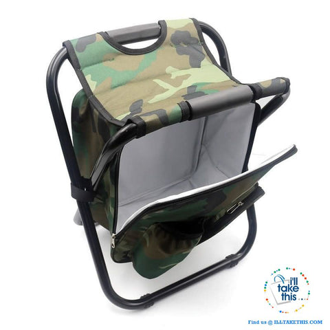 Image of Folding Chair Stool Backpack with Insulated Cooler IDEAL for your next Fishing or Camping trip - I'LL TAKE THIS