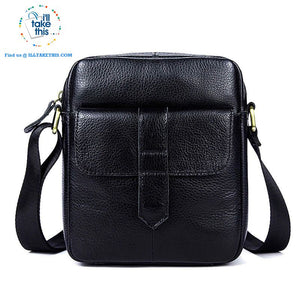 Sleek clean full leather Man bag has enough room to pack your Tablet, Ideal men's crossbody bag - I'LL TAKE THIS