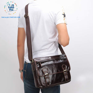 Business Style Vintage Shoulder bag with a ton of room to go - Genuine Leather in Black or Brown