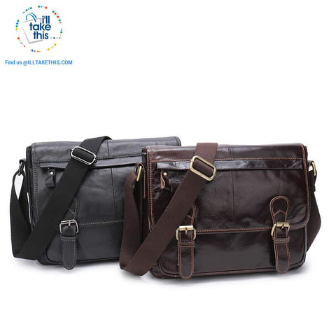 Image of Business Style Vintage Shoulder bag with a tonne of room to go - Genuine Leather in Black or Brown - I'LL TAKE THIS