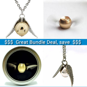 Ultimate Harry Potter Bundle - Golden Snitch Fidget Spinner PLUS Golden Snitch Pendant and Necklace - I'LL TAKE THIS