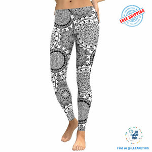 Grey Flower Mandala Series Leggings, High Waisted Slimming Pants suit Yoga, Pilates - I'LL TAKE THIS