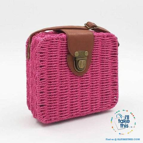 Image of Women's Handmade CUBE Bohemian inspired small Straw Crossbody Bag - 8 Fashionable Colors - I'LL TAKE THIS