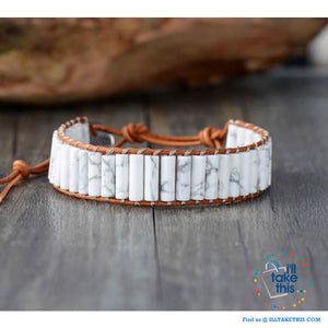 Handmade Natural Stone Single Leather weaved wrap bracelets