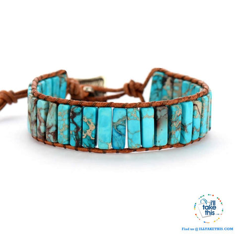 Image of Bohemian Handmade Multi Color Natural Stone Bracelets, Turquoise or Tan Colors - I'LL TAKE THIS